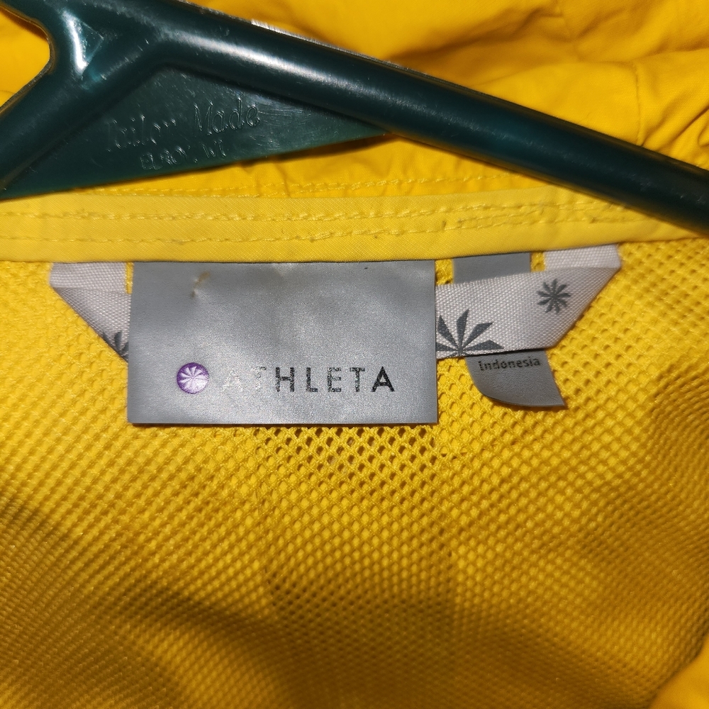 ATHLETA Outbound Anorak Classic Yellow Hooded Rain Jacket Women Sz S Cinch Back - Picture 4 of 7